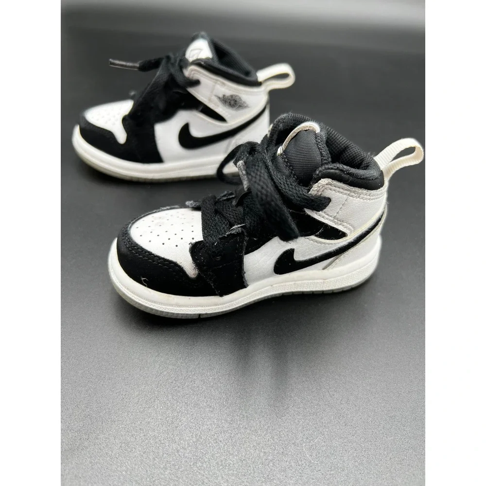 Jordan 1 Mid Toddler Sneakers Black White Panda AR6352-100 Size 4C